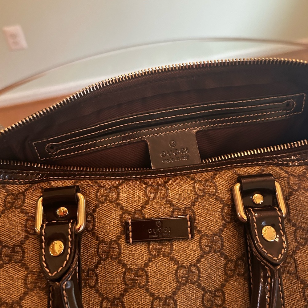 Gucci Brown GG Canvas Satchel with Dark Brown Trim - Picture 8 of 10